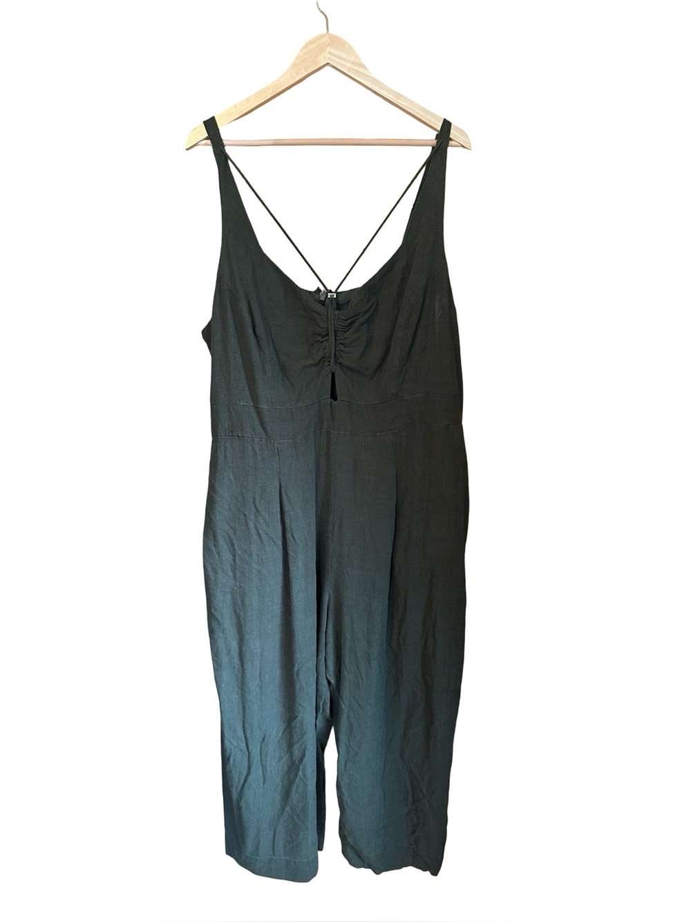 City Chic Cotton Linen Blend Sleeveless Jumpsuit Green Sz L